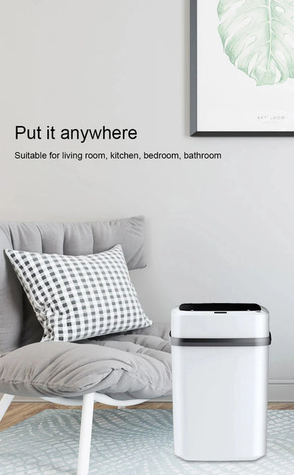 Smart Touch Trash Can - 13L Kitchen and Bathroom Waste Bin