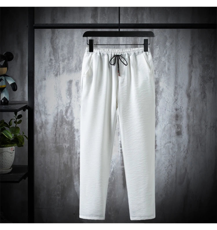 Shirts + Pants summer 100% Cotton linen shorts sleeve Men's Casual Sets Male Fashion trousers and shirts men full size M-5XL