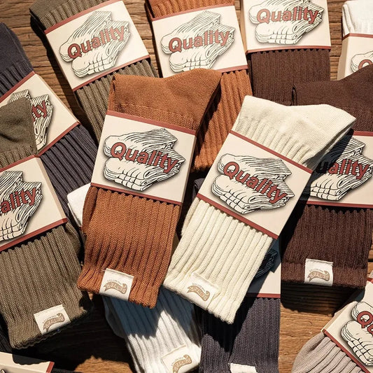 Thick Cotton Socks - Vintage Medium Cylinder Autumn Winter Stockings - ZOOMNSTORE