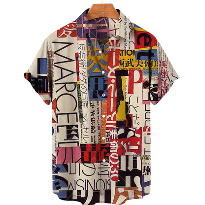 2022 3d Graffiti Oil Painting Printed Shirt Men Fashion Streetwear Hawaiian Beach Casual Lapel Plus Size 2022