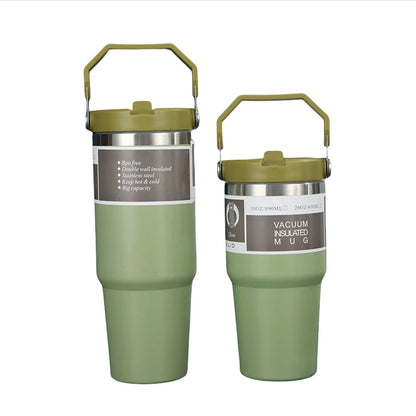 New American Simple Solid Color Stainless Steel Thermos Portable Car Easy To Carry Water Cup Thermal Insulation Cold Ice Cup