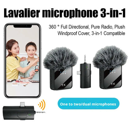 Professional Wireless Lavalier Microphone For Smartphones, Computers and Cameras, Live Broadcast, Vlog, Plug and Play