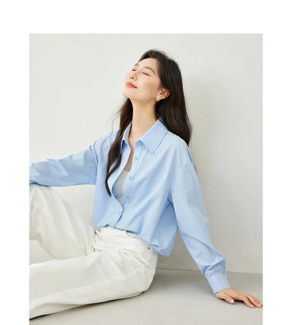 VIMLY Spring Formal Shirts Women 2026 Cotton Lyocell Button Up Shirts & Blouses Long Sleeve Top Office Wear for Woman M5889