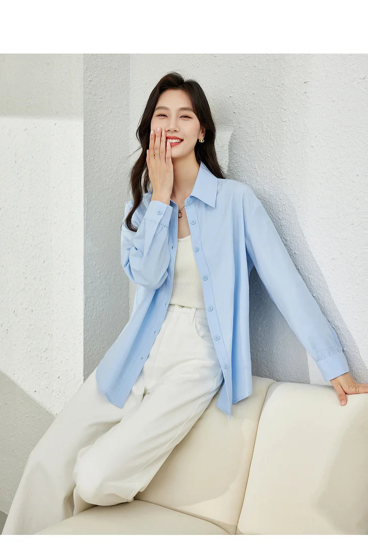 VIMLY Spring Formal Shirts Women 2026 Cotton Lyocell Button Up Shirts & Blouses Long Sleeve Top Office Wear for Woman M5889