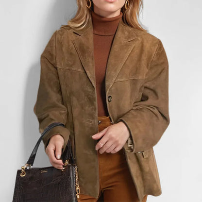Women Autumn Jacket - Casual Single Breasted Lapel Collar Coat With Button Decoration