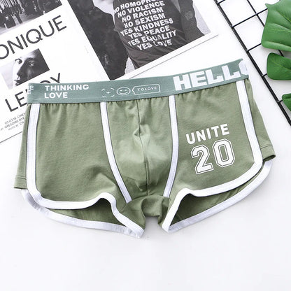 Men's Cotton Boxers - Comfortable Boxer Shorts Pack with Convex Pouch and Letter Pattern