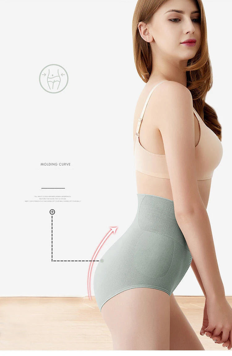 High Waisted Compression Lady Panties for Women Strong Hip Lifting Underwear Graphene Antibacterial Cotton Crotch Female Briefs