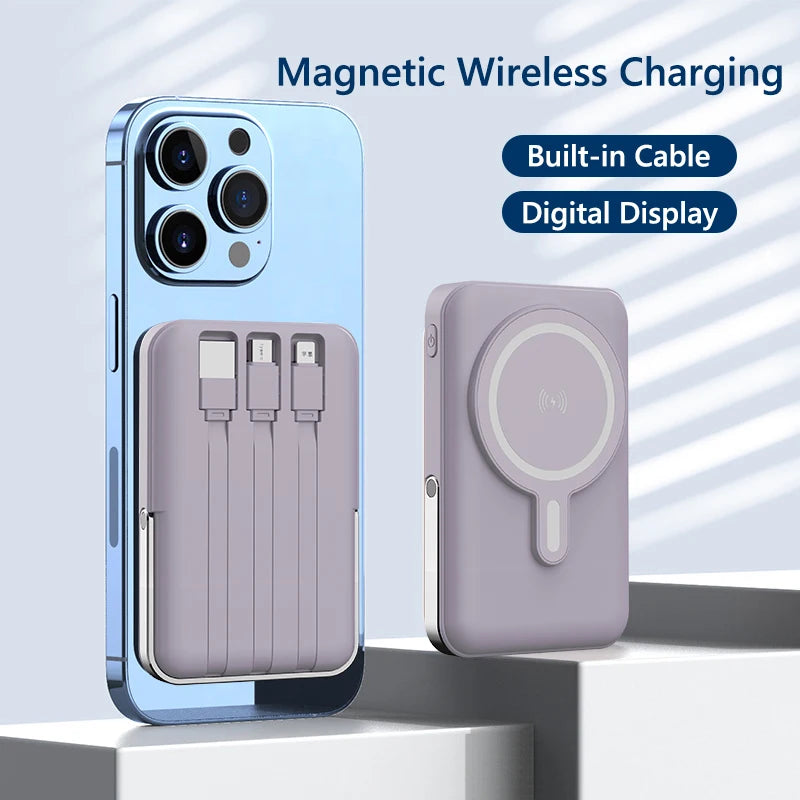 10000mAh Wireless Magnetic Power Bank Portable 22.5W Fast Charging For iPhone 17/16/15/14/13/12 Series Mobile Power with Back Clip and Bracket Desktop Charger