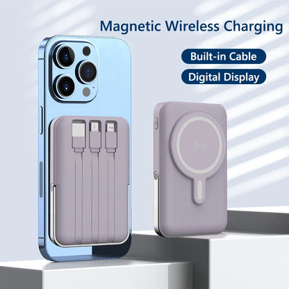10000mAh Wireless Magnetic Power Bank Portable 22.5W Fast Charging For iPhone 17/16/15/14/13/12 Series Mobile Power with Back Clip and Bracket Desktop Charger
