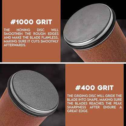 Rolling Knife Sharpener | Double Sided Diamond Sharpening Stone with Magnetic Angle