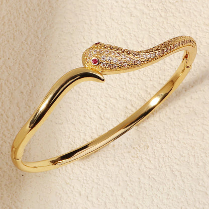 Europe and America Classic Snake Bracelet For Women Stainless Steel Zirconia Nail Bangle Trendy Jewelry Summer