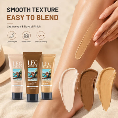 Waterproof Body Makeup for Legs, Full Coverage Leg Concealer Cream, Covers Veins Spots Bruises, Sweat-Resistant Natural Glow