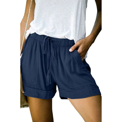 High-Waisted Lace-Up Casual Shorts for Women Summer 2025 Loose Fit Wide Leg Twill Pants European American Style