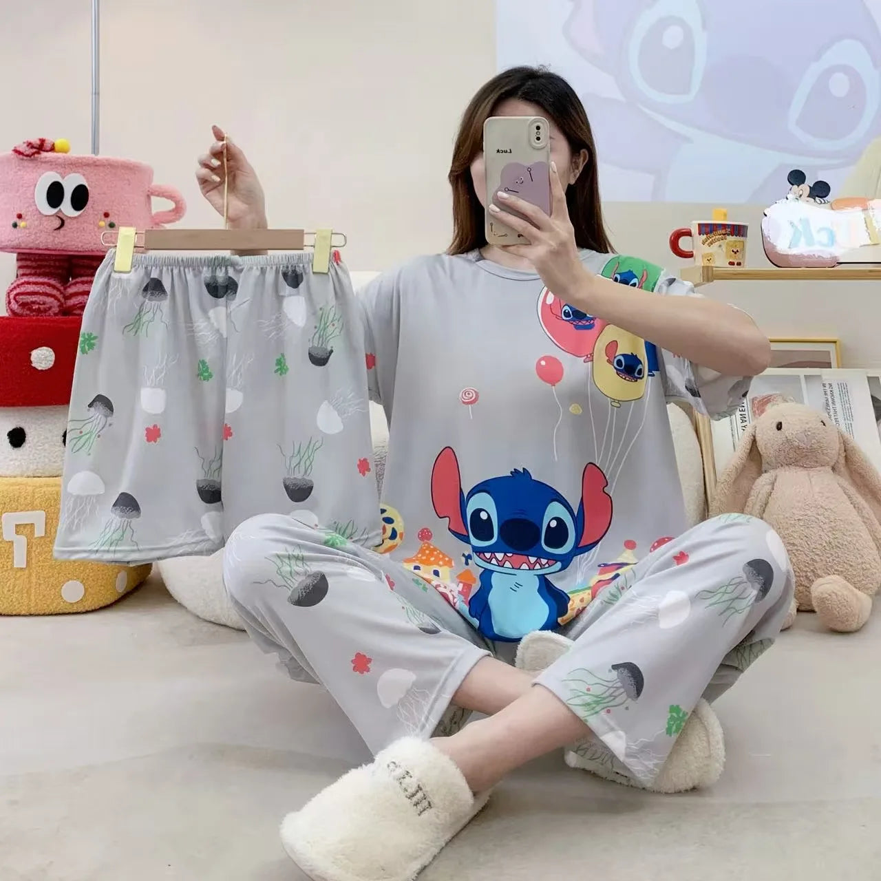 Women's New Three Piece Pajama Home Outfit Sweet Pajama Cartoon Casual Women's Fashionable and Comfortable Home Outfit Pajamaset