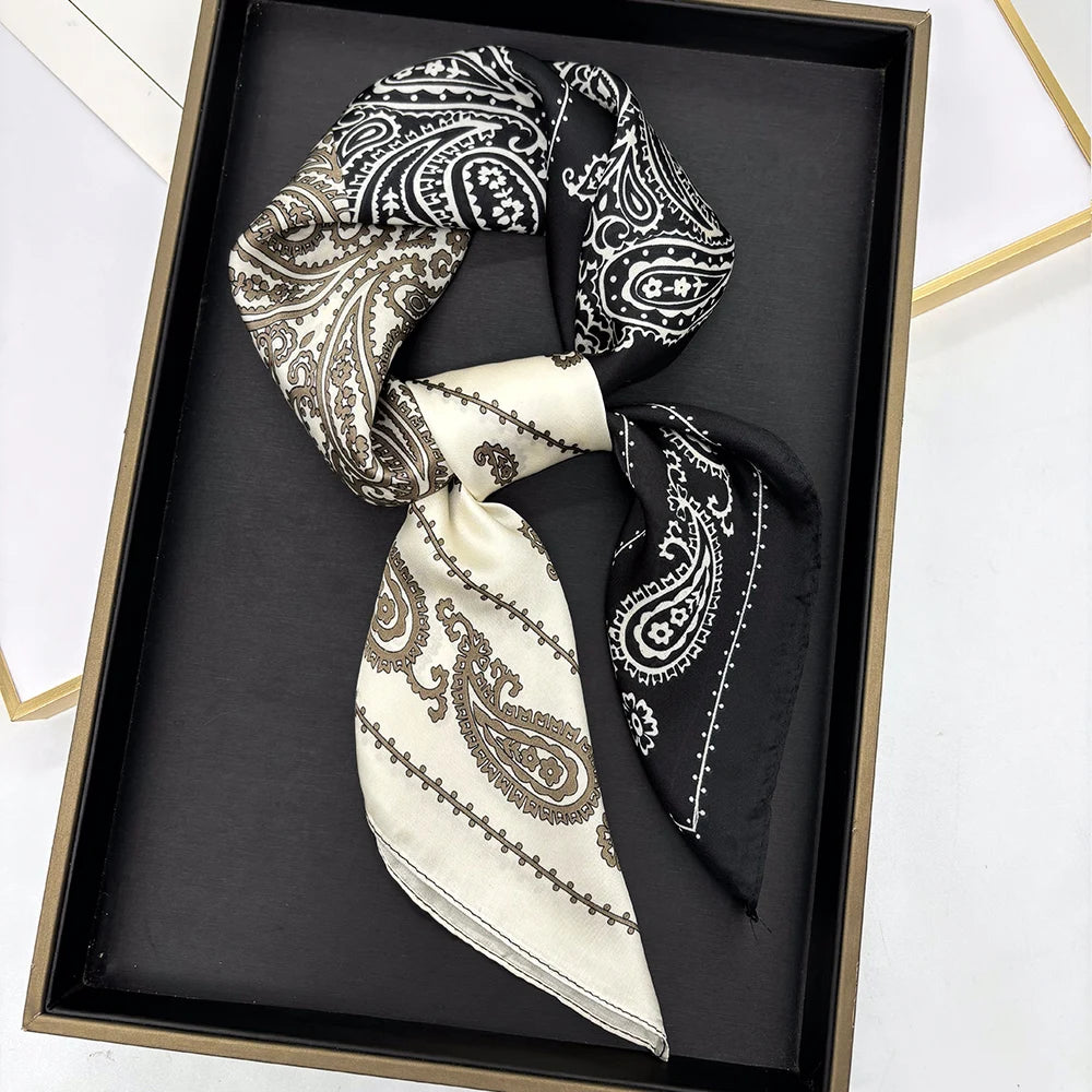Luxury Silk Square Scarf - Womens Satin Neckerchief  Hair Wrap 2023
