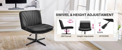 Adjustable Office Chair - Swivel Desk Chair with Double Cushion & Lumbar Support