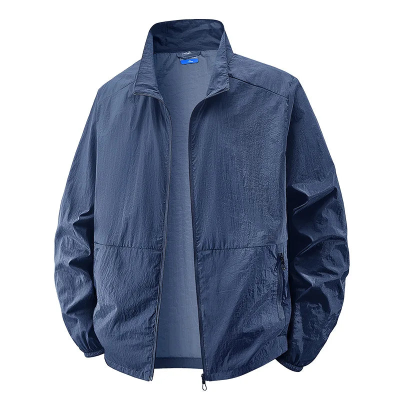 Men's Sun Protection Jacket Windbreaker Spring Summer Outdoor UV Jacket Loose Stand Collar Oversized Sunscreen Coat Fishing