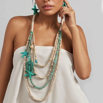 Boho Multi-Layer Long Necklace – Handmade Statement Necklace