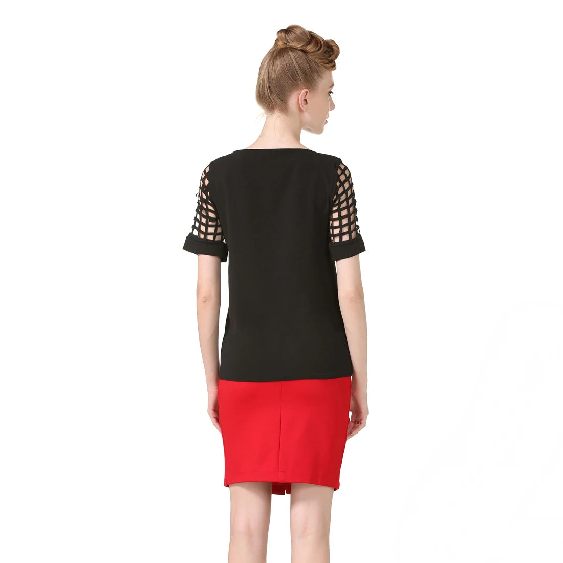 Summer Fashion Women Blouses & Shirts Hollow Out Sleeve Slash Neck Chiffon Blouse Plus Size