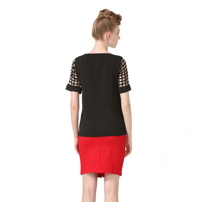 Summer Fashion Women Blouses & Shirts Hollow Out Sleeve Slash Neck Chiffon Blouse Plus Size