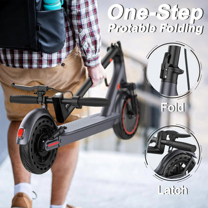 10‘’ Electric Scooter for Adults,500W Powerful Motor,22 Miles Long Range,Dual Braking System,22Mph Max Speed,Foldable E Scooter with Solid Tires,APP Control