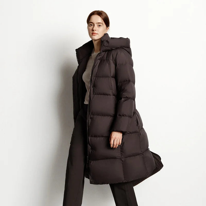 Women Down Jacket - Lightweight Waterproof Winter Coat With Self Heating Lining & Hood