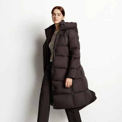 Women Down Jacket - Lightweight Waterproof Winter Coat With Self Heating Lining & Hood