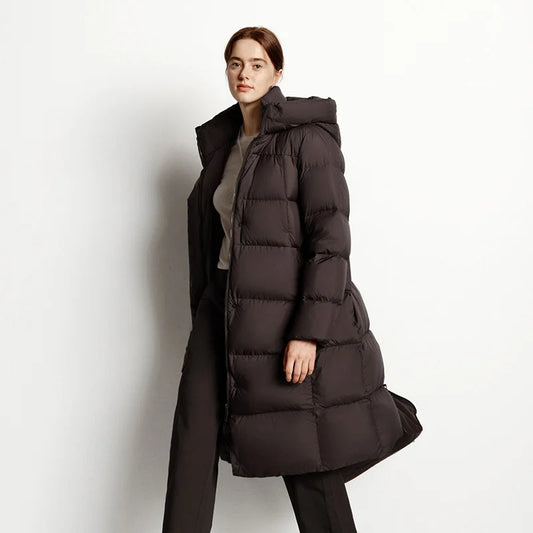 Women Down Jacket - Lightweight Waterproof Winter Coat With Self Heating Lining & Hood