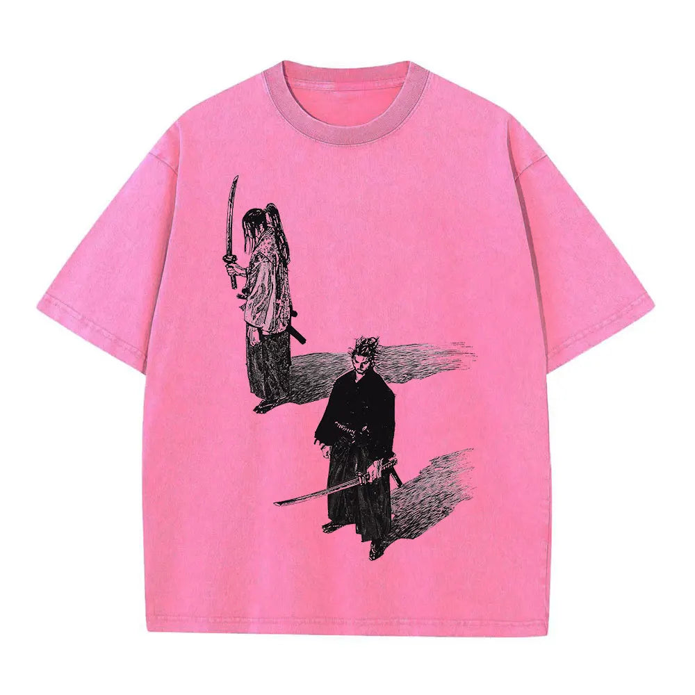 Men Streetwear Tshirt - Vintage Harajuku Anime Graphic Print Black Cotton Tee