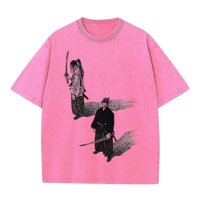 Men Streetwear Tshirt - Vintage Harajuku Anime Graphic Print Black Cotton Tee