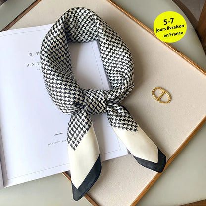 Luxury Silk Plaid Scarf - Soft Satin Neck Hair Tie for Women Foulard Hijab 2021