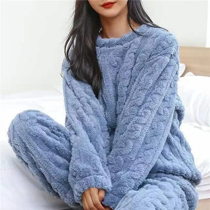 Cozy Coral Velvet Pajama Set - Warm Womens Loungewear for Winter  Christmas - ZOOMNSTORE