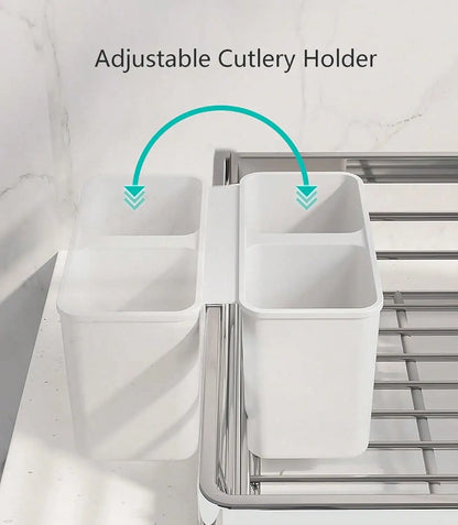 Dish Drying Rack,Large Stainless Steel Rust Resistant Dish Rack For Kitchen Counter,Dish Drainer With Utensil Holder And Drainbo