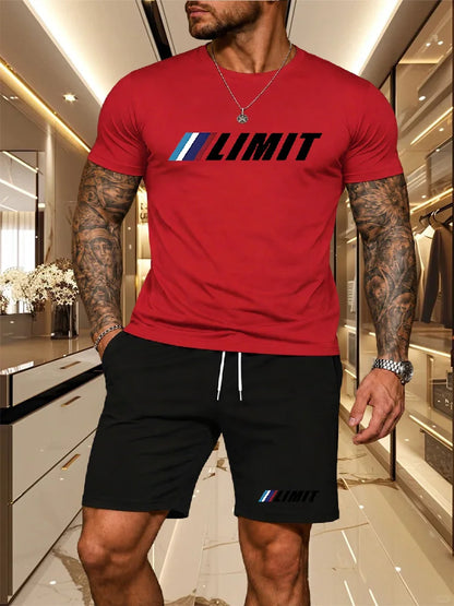 Men's Tracksuit 2 Piece O-neck Short Sleeve Shirt Shorts Set Men's Running Suit Plus Size T shirts Man Clothing Summer T-shirt