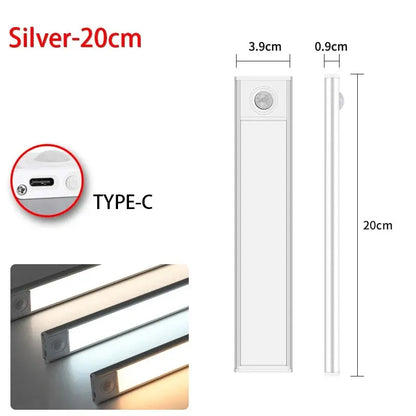 LED Motion Sensor Light Night Light Wireless USB Under Cabinet Light For Kitchen Cabinet Bedroom Wardrobe Sensor Indoor Lighting