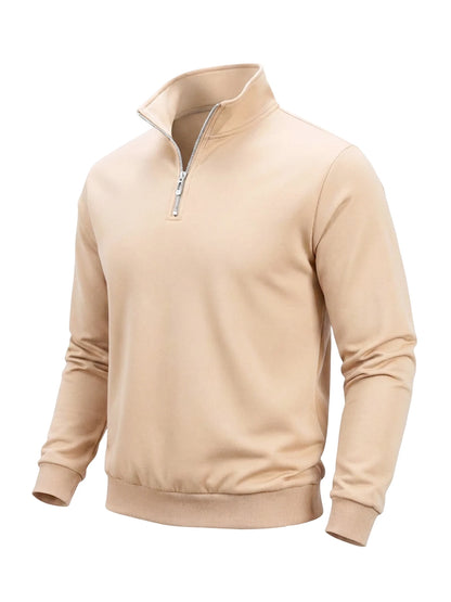 Spring Autumn Men's Half Zipper Sweatshirts Solid Color Turtleneck Pullover Sweaters Men Outdoor Long Sleeve Top Streetwear