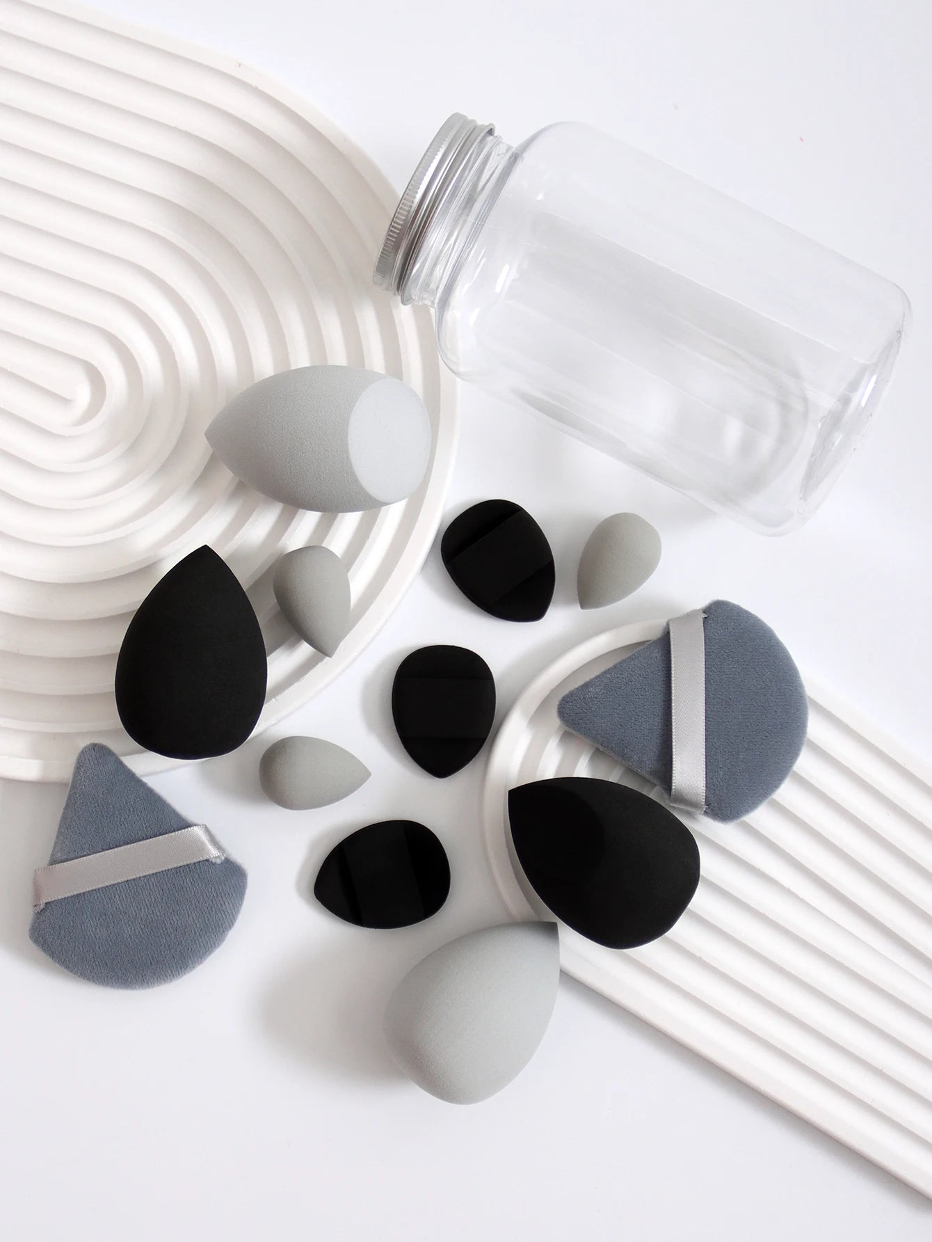 Makeup Sponge Set – 12 Piece Latex Free Sponges with Storage Jar for Wet Dry Use