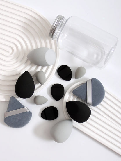 Makeup Sponge Set – 12 Piece Latex Free Sponges with Storage Jar for Wet Dry Use