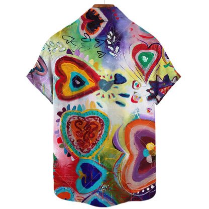 2022 3d Graffiti Oil Painting Printed Shirt Men Fashion Streetwear Hawaiian Beach Casual Lapel Plus Size 2022