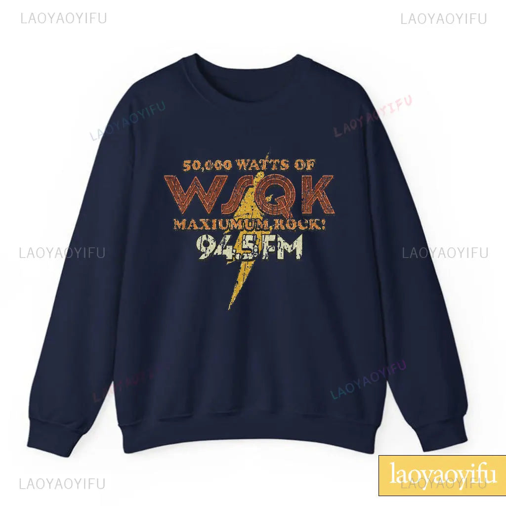 WSQK The Squawk 94.5 FM Radio Sweatshirt Wsqk Unisex Sweatshirts Vintage Sci-fi Crewneck 80s Nostalgic Sweater Retro Shirt Gift