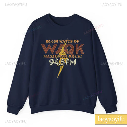 WSQK The Squawk 94.5 FM Radio Sweatshirt Wsqk Unisex Sweatshirts Vintage Sci-fi Crewneck 80s Nostalgic Sweater Retro Shirt Gift