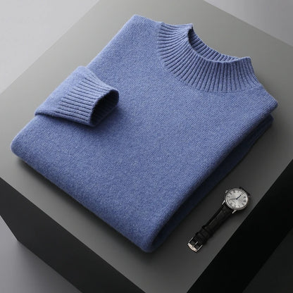 Winter Double Thick Men's Cashmere Sweater With Semi-High Neck High-End Warm Wool Knitted Bottoming Shirt