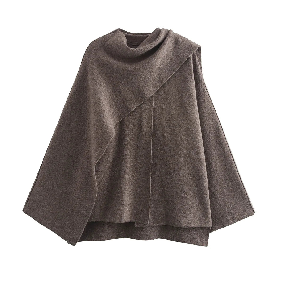 Knitted Coat Women – Warm Autumn Coat Female With Scarf Collar & Button Closure
