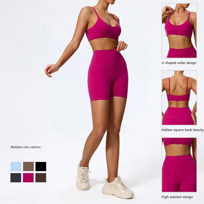 Women Sports Set – Summer Two Piece Gym Outfit With High Waist Leggings & Sleeveless Top