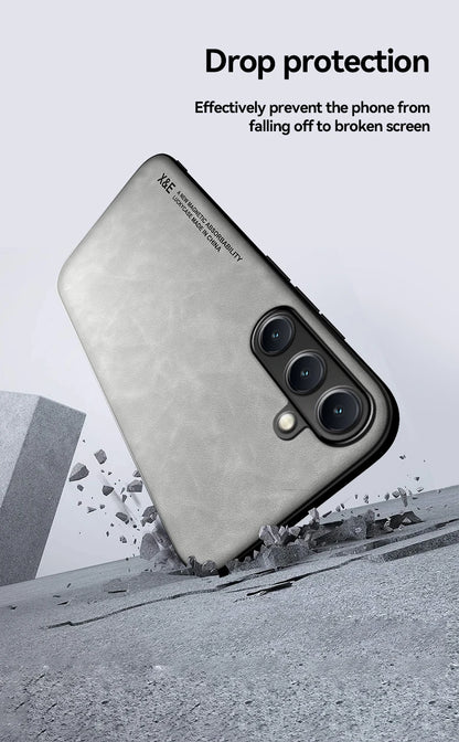 Luxury Leather Ultra Thin Phone Case For Samsung Galaxy S26 S25 S24 S23 S22 S21 Ultra Plus Silky Feel Soft Cover For Car Holder