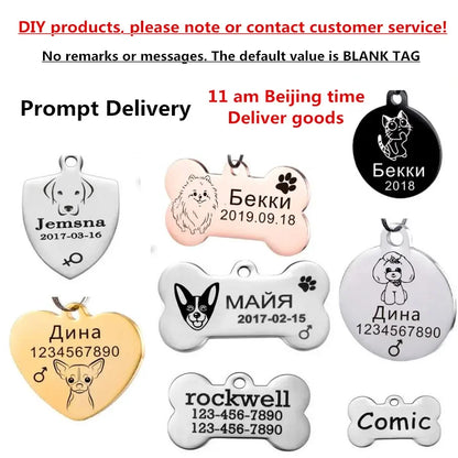 Dog ID Tag Free Engraving Name Tel Pet Collar Harness Pendant Clothes Accessories For Cat Custom Puppy Kitten Leash Pet Supplies