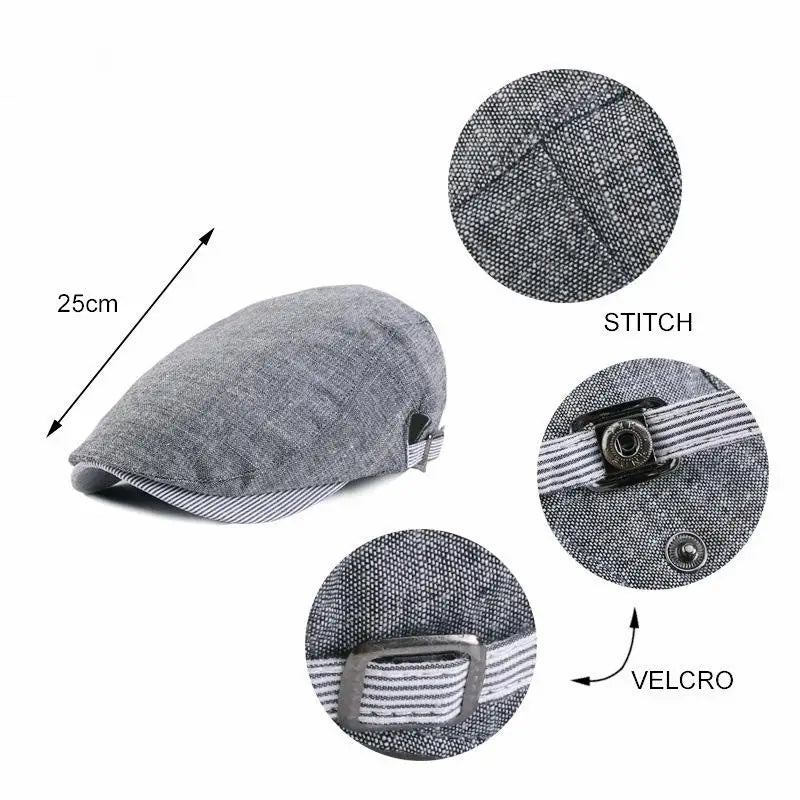 Spring/Summer Breathable Lightweight Double Button Adjustable Beret  peaked cap Painter Hat