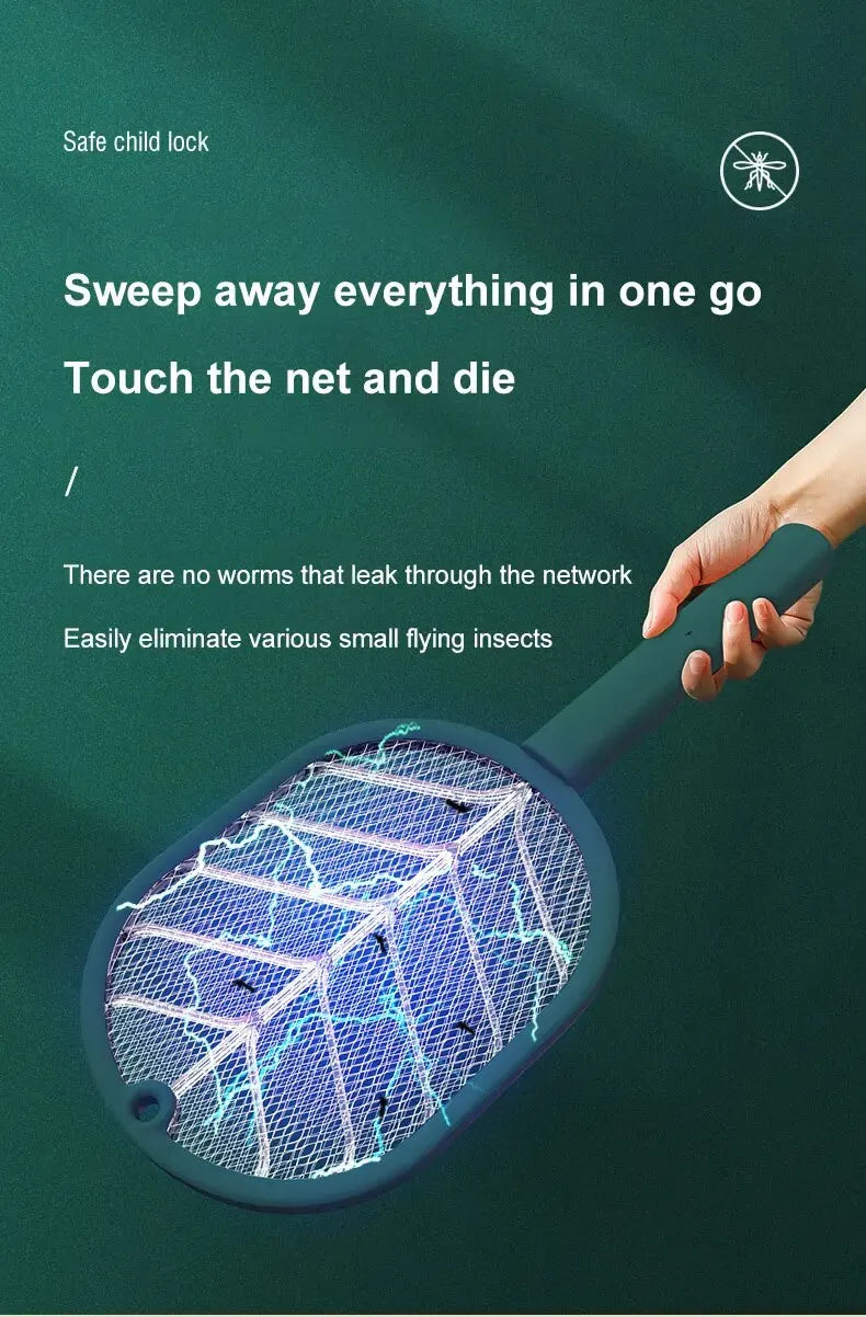 Electric Mosquito Swatter Mosquito Killer USB Rechargeable Angle Adjustable Electric Bug Zapper Fly Bat Insect Swatter