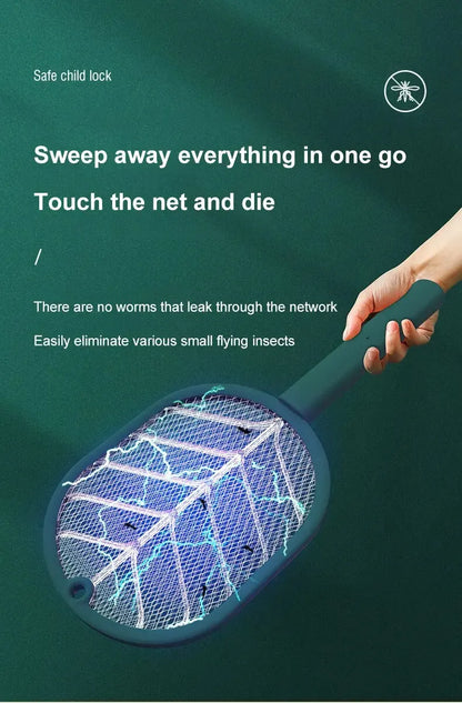Electric Mosquito Swatter Mosquito Killer USB Rechargeable Angle Adjustable Electric Bug Zapper Fly Bat Insect Swatter