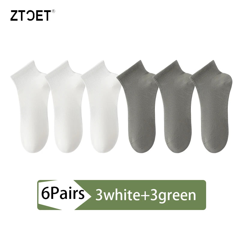 High Quality 6Pairs Men Socks Short Combed Cotton Mesh Breathable Odor proof and antibacterial Spring Summer for Male sock New